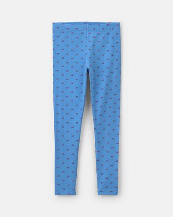 Girls Bow Pull-On Stretch Leggings - Blue, 