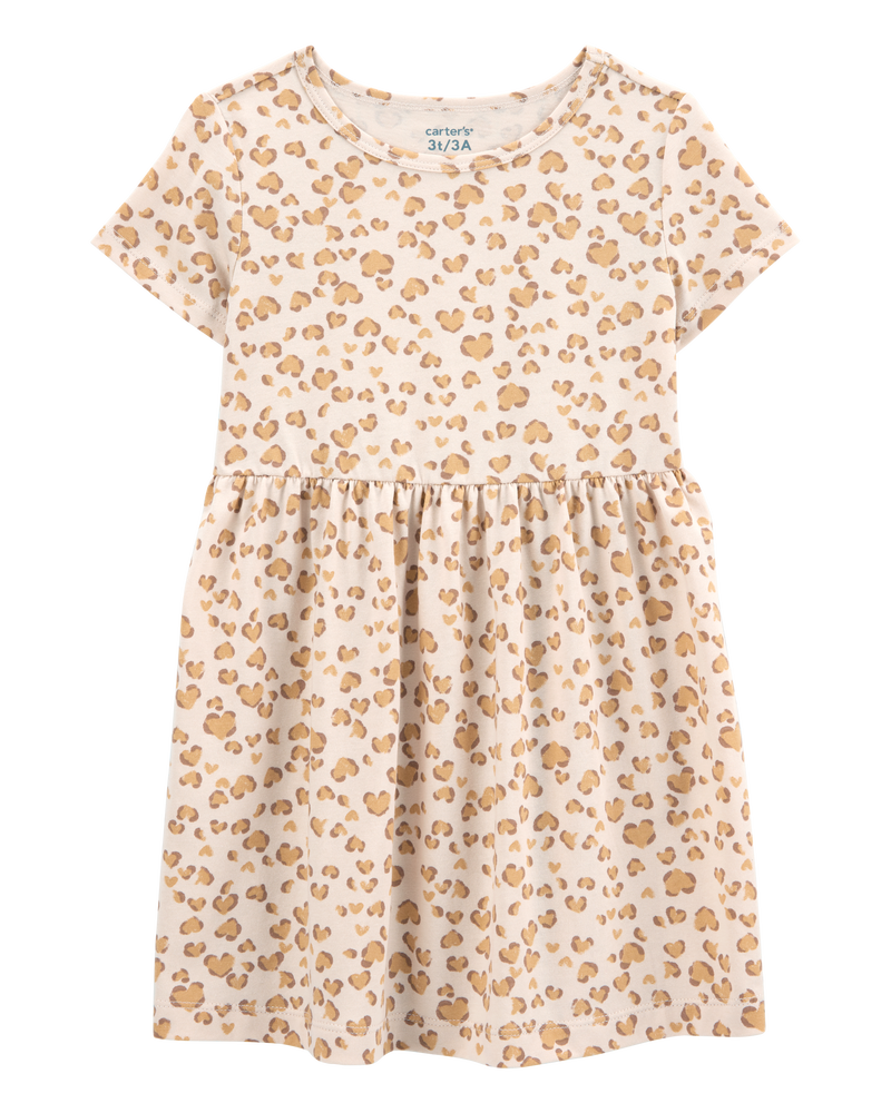Toddler Cheetah Animal Print Short-Sleeve Dress, image 1 of 4 slides