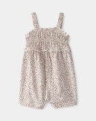 Baby Girl Cheetah Animal Sleeveless Romper - Brown/White, image 1 of 3 slides