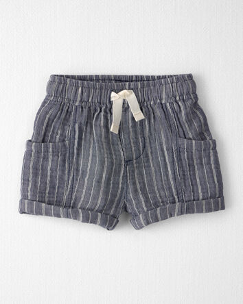 Baby Boy 2-Piece Organic Cotton Gauze Short Set in Cream, 