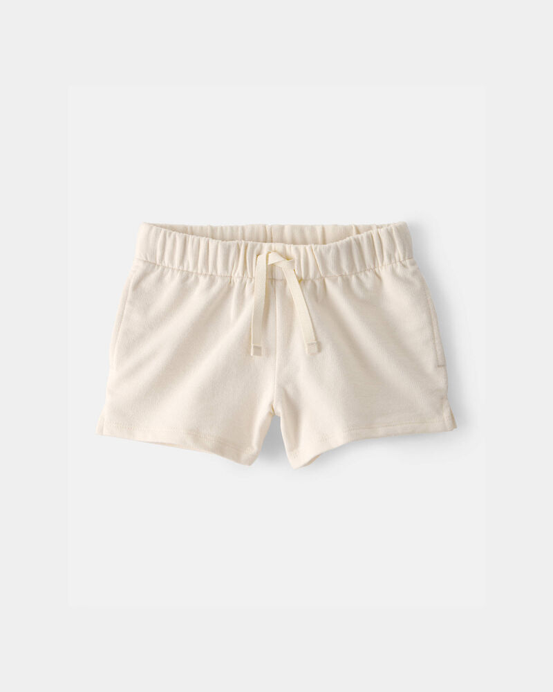 Toddler Girl French Terry Shorts - Cream, image 1 of 4 slides