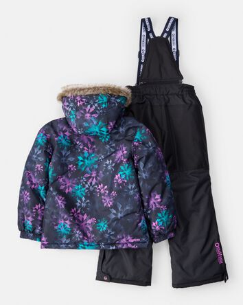 Filles - Ensemble de neige en taslan imprimé 2 pièces - Gris, 