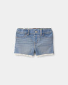 Baby Girl Eyelet Trim Denim Shorts - Light Wash, image 1 of 4 slides