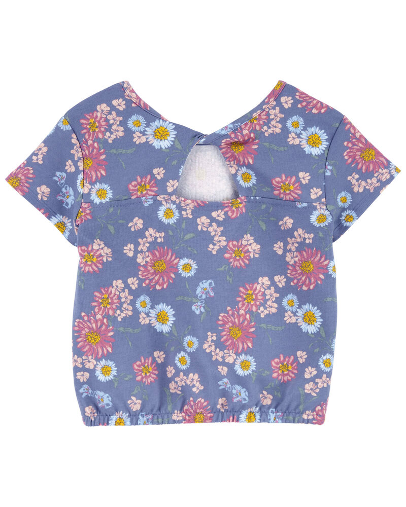 Girls Floral Print Twist Back Top, image 2 of 4 slides
