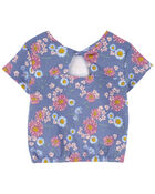 Girls Floral Print Twist Back Top, image 2 of 4 slides