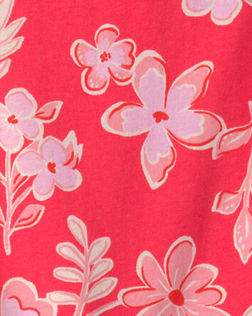 Girls Floral Short-Sleeve Top - Coral, 