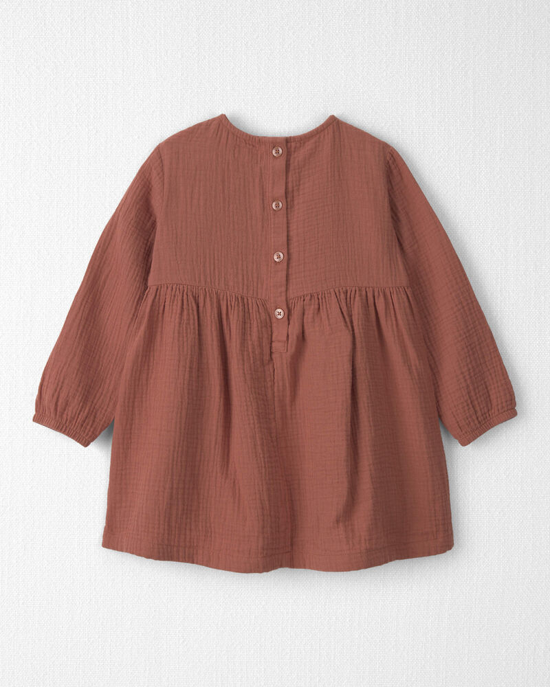 Tout-petit fille - Robe brod&eacute; en gaze de coton biologique, image 2 sur 4 diapositives