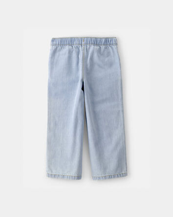 Toddler Girl Patchwork Drawstring Wide-Leg Pants - Light Wash, 