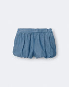 Toddler Girl Bubble Short in Chambray - Blue, image 6 of 7 slides