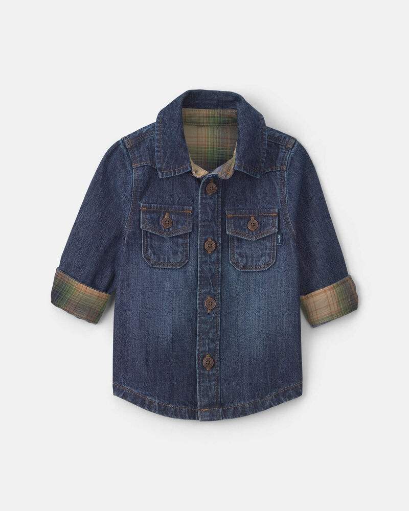 Baby Boy Denim Button-Down Shirt - Indigo, image 3 of 4 slides
