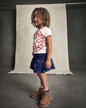 Toddler Girl Floral Denim Skort - Light Wash, 
