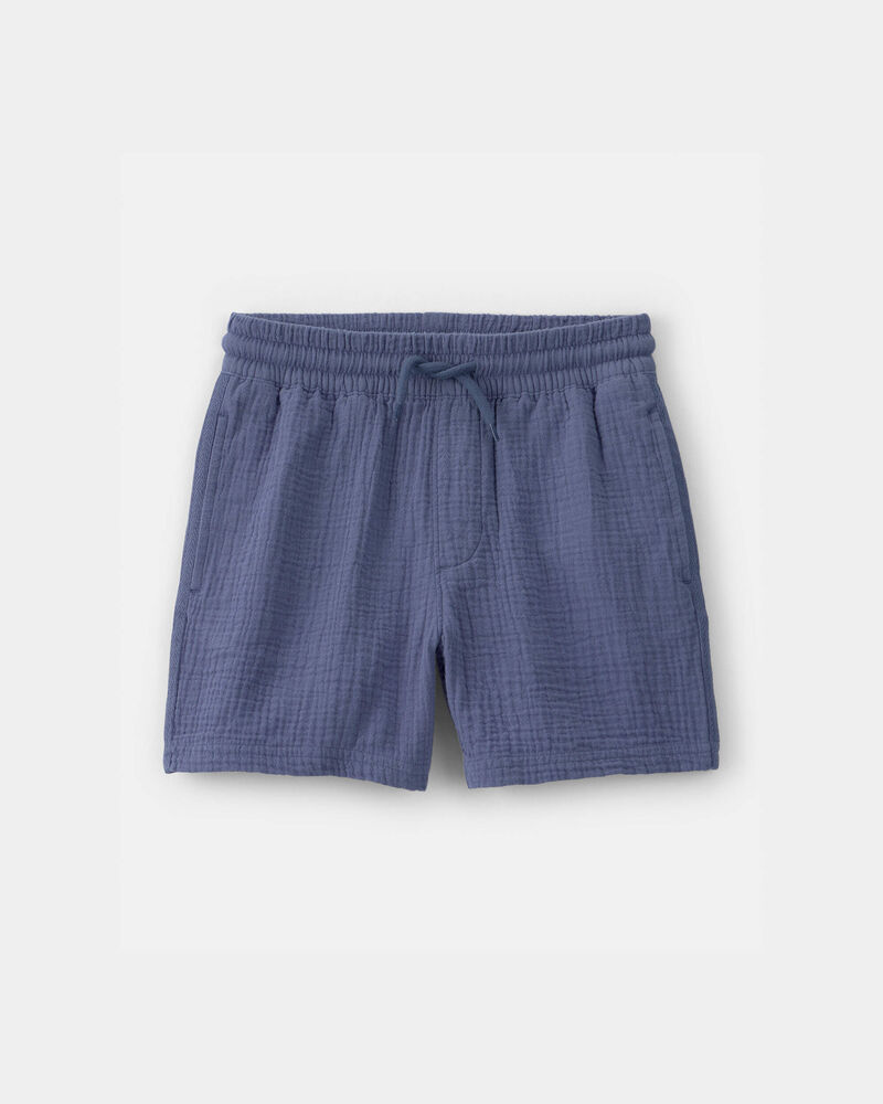 Boys Gauze Shorts - Blue, image 1 of 5 slides