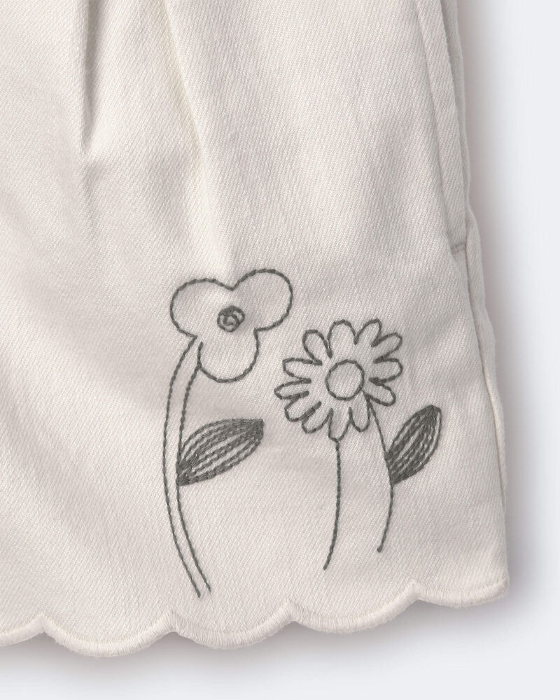 Toddler Girl Floral Scalloped Short - Cream, image 7 of 7 slides