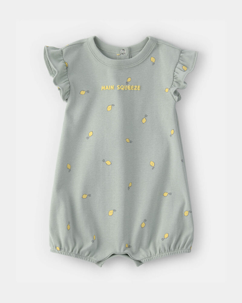 Baby Girl Tropical Short-Sleeve Romper - Green, image 1 of 4 slides