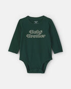 Baby Boy 'Baby Brother' Long-Sleeve Graphic Bodysuit - Green, image 1 of 3 slides