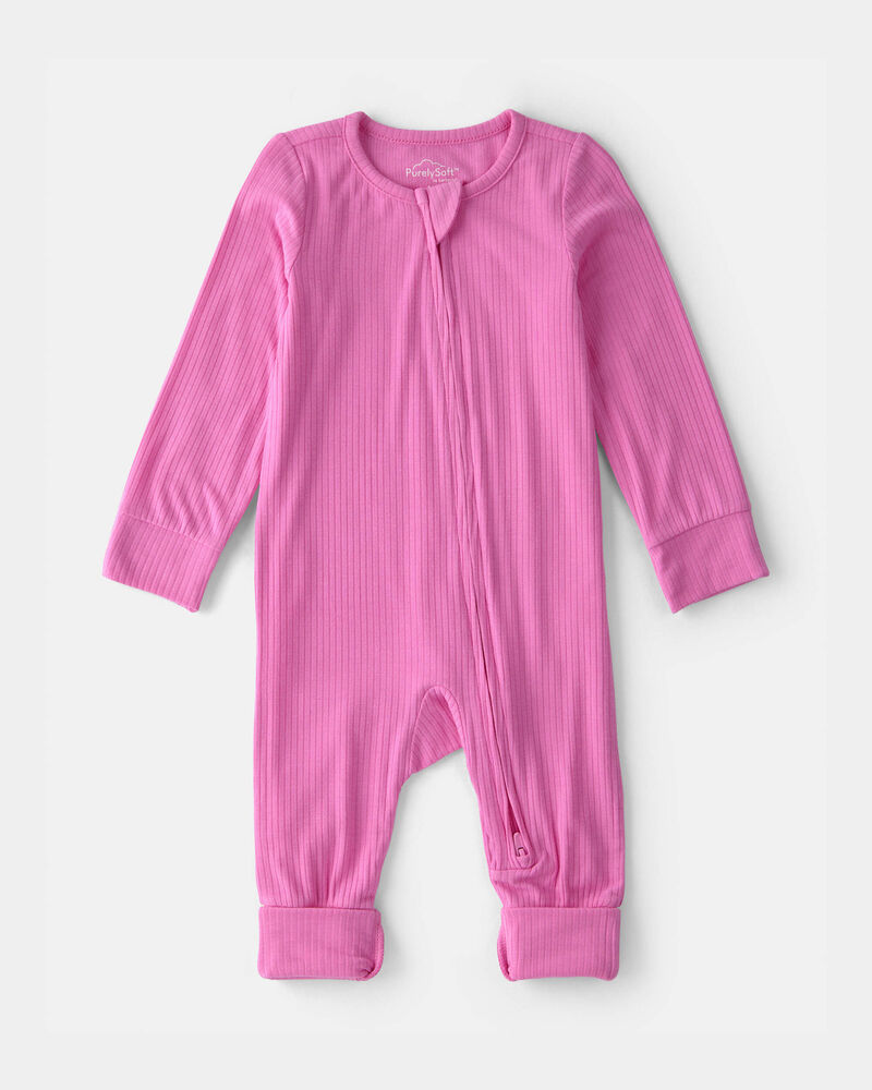 B&eacute;b&eacute; fille - Grenouill&egrave;re ajust&eacute;e &agrave; fermeture &agrave; glissi&egrave;re &agrave; deux sens PurelySoft - Rose, image 1 sur 7 diapositives