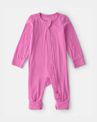 B&eacute;b&eacute; fille - Grenouill&egrave;re ajust&eacute;e &agrave; fermeture &agrave; glissi&egrave;re &agrave; deux sens PurelySoft - Rose, image 1 sur 7 diapositives
