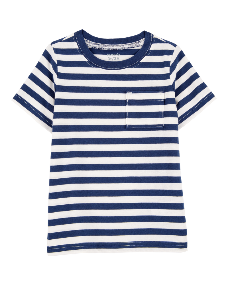 Toddler Striped Woven Short-Sleeve Tee, image 1 of 3 slides