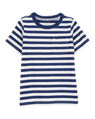 Toddler Striped Woven Short-Sleeve Tee, image 1 of 3 slides