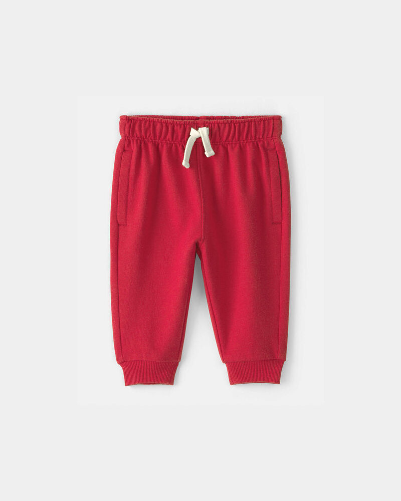 B&eacute;b&eacute; gar&ccedil;on - Pantalon en jersey bouclette - Rouge, image 1 sur 4 diapositives