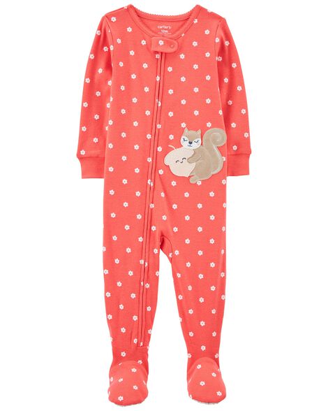 Carter's Toddler Girl's Pink Polka Dot Squirrel Fleece Pajama Sleeper, Size  4T - Little Dreamers Pajamas