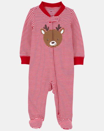 Baby Reindeer Striped 2-Way  Sleeper - Red, 