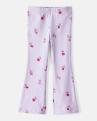 Toddler Girl Floral Cotton Flare Pull-On Stretch Leggings - Purple, image 1 of 6 slides