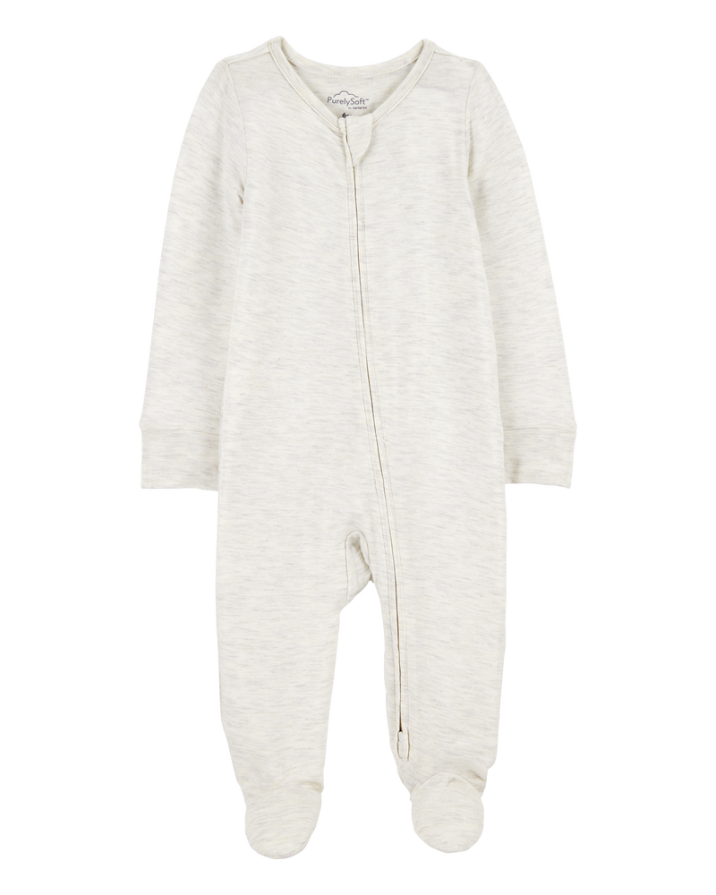 Baby Solid 2-Way Zip PurelySoft Sleeper Pyjamas - Grey, image 1 of 6 slides