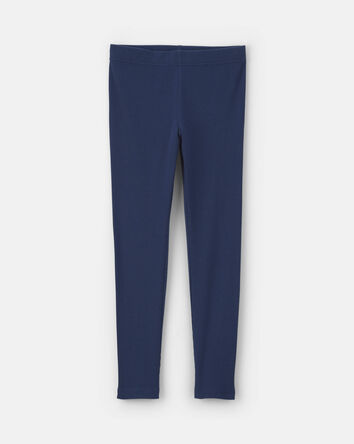 Girls Pull-On Stretch Rib Leggings - Navy Blue, 