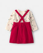 Baby Girl 3-Piece Christmas Tree Long-Sleeve Sweater Dress Set - Red/Cream, image 2 of 6 slides