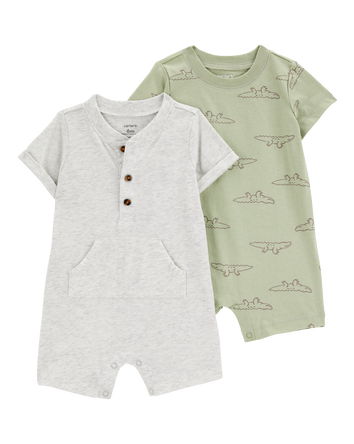 Baby 2-Pack Cotton Rompers, 