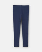 Girls Pull-On Stretch Rib Leggings - Navy Blue, image 2 of 4 slides