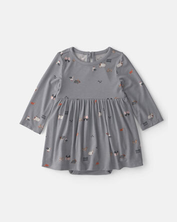 Baby Girl Halloween PurelySoft&trade; Long-Sleeve Bodysuit Dress - Grey, 