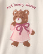 Toddler Girl 4-Piece Bear Varsity 100% Cotton Snug Fit Pyjama Set - Pink/Cream, image 4 of 7 slides