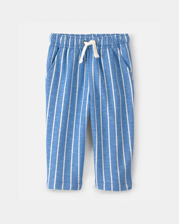 Baby Striped French Terry Pants - Blue/White, 