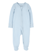 Bébé garçon - Grenouillère PurelySoft à fermeture à glissière à 2 sens de couleur unie - Bleu, image 1 sur 6 diapositives