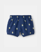 B&eacute;b&eacute; fille - Short en jersey bouclette, fleurs - Bleu, image 2 sur 3 diapositives