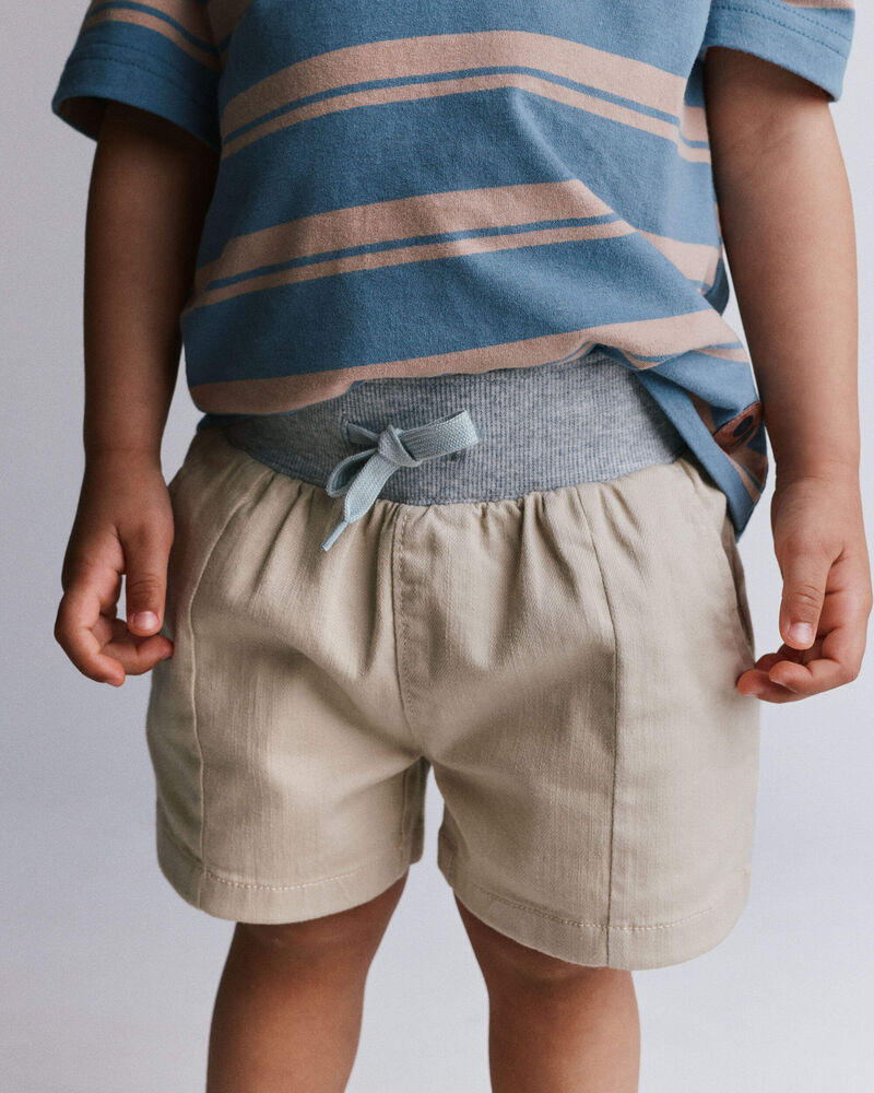 Toddler Boy Long-Line Short - Tan, image 1 of 6 slides