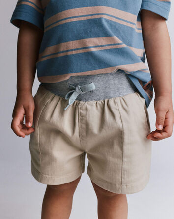 Toddler Boy Long-Line Short - Tan, 