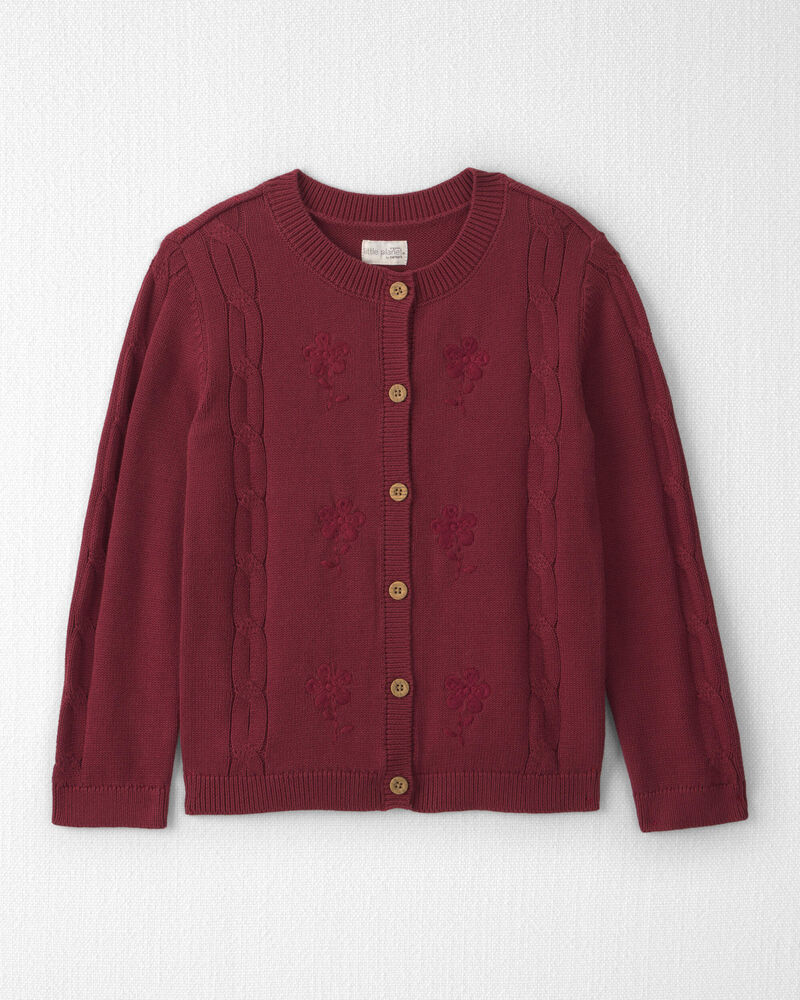 Filles - Cardigan en tricot de coton biologique avec broderie, image 1 sur 3 diapositives