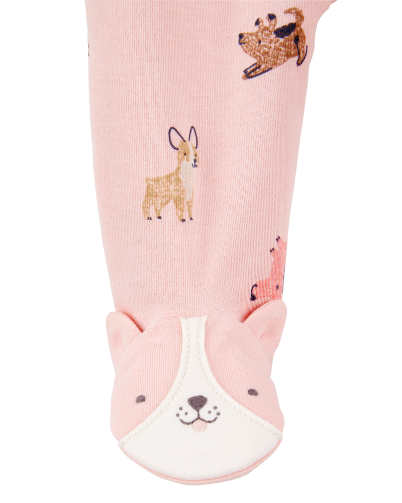 Baby Girl Dog Print 2-Way Zip Cotton Sleeper pyjamas, image 2 of 4 slides