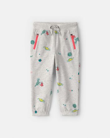 Toddler Boy Space Dino French Terry Joggers - Grey, 