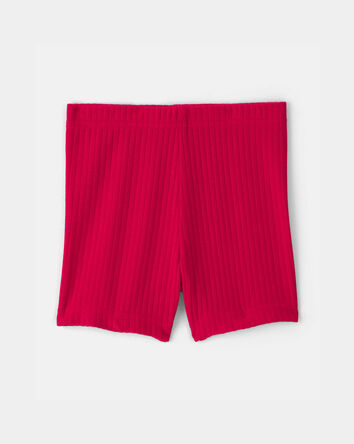 Baby Girl Rib Bike Shorts - Red, 