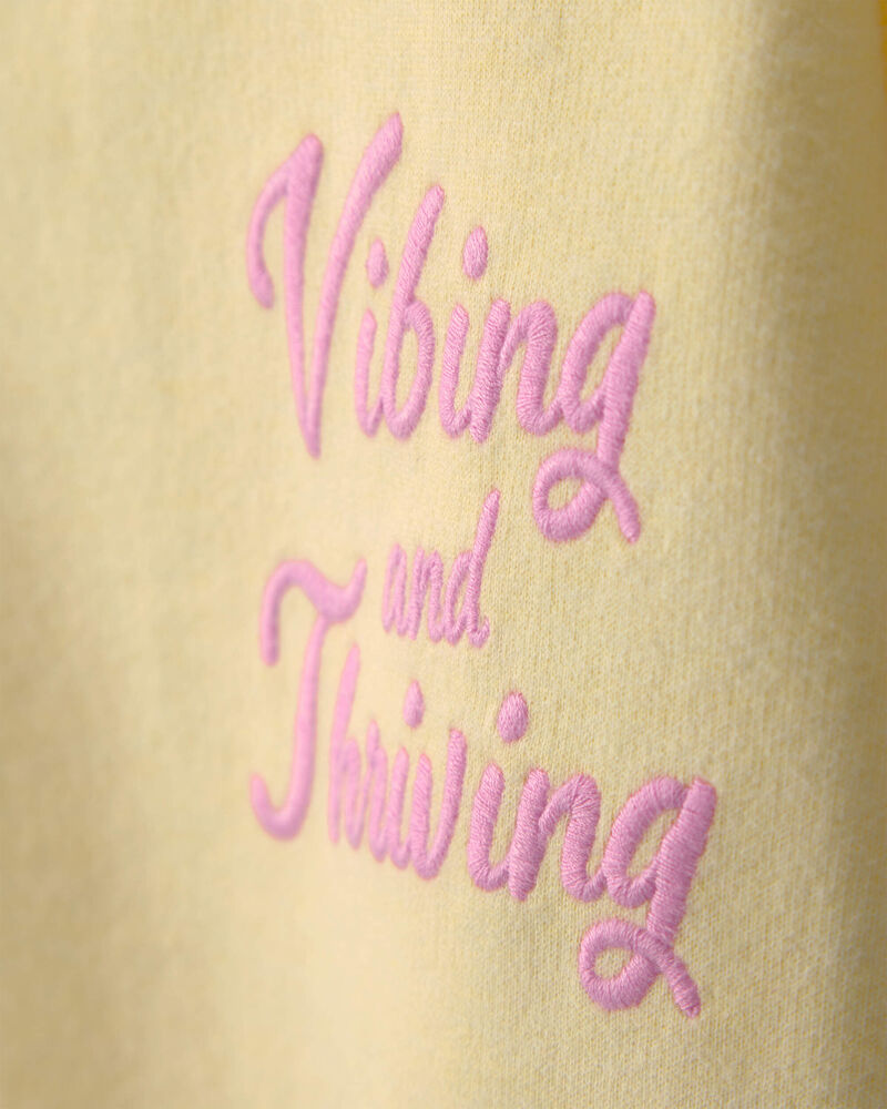 Girls 'Vibing and Thriving' French Terry Pullover Sweatshirt - Yellow, image 2 of 4 slides