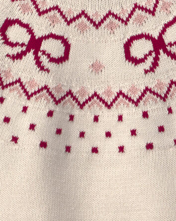 Toddler Girl Organic Cotton Fair Isle Sweater Knit Pullover, 