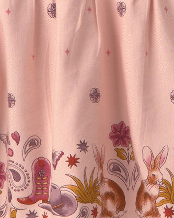 Toute-petit fille - Robe manches longues en serg&eacute; en motif floral - Rose, 