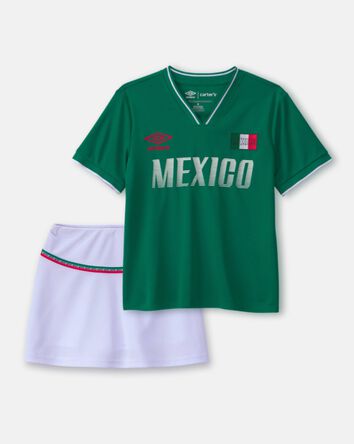 Girls 2-Piece Umbro Mexico Soccer Jersey & Skort Set - Green/White, 