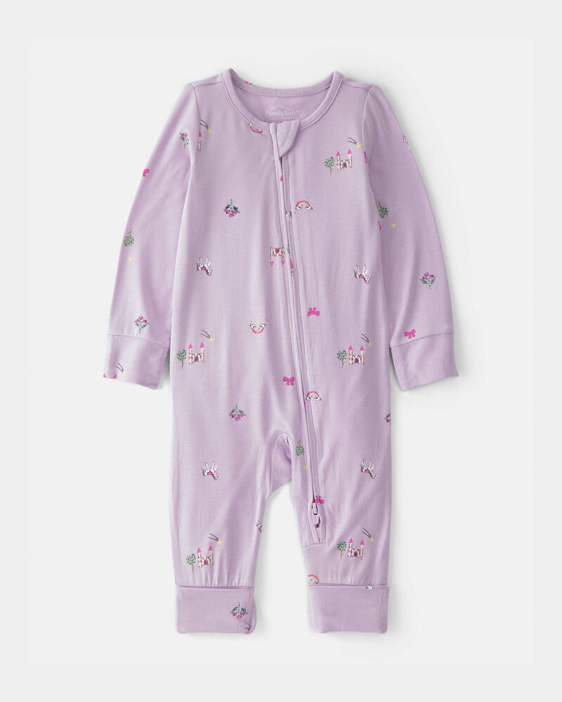 B&eacute;b&eacute; fille - Grenouill&egrave;re PurelySoft &agrave; fermeture &agrave; glissi&egrave;re &agrave; 2 sens &agrave; motif conte de f&eacute;es - Mauve, image 1 sur 6 diapositives