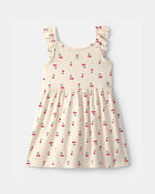 Toddler Girl Cherry Sleeveless Dress - Cream, image 2 of 4 slides