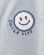 Baby Smile Club' Short-Sleeve Romper - Blue, image 3 of 4 slides